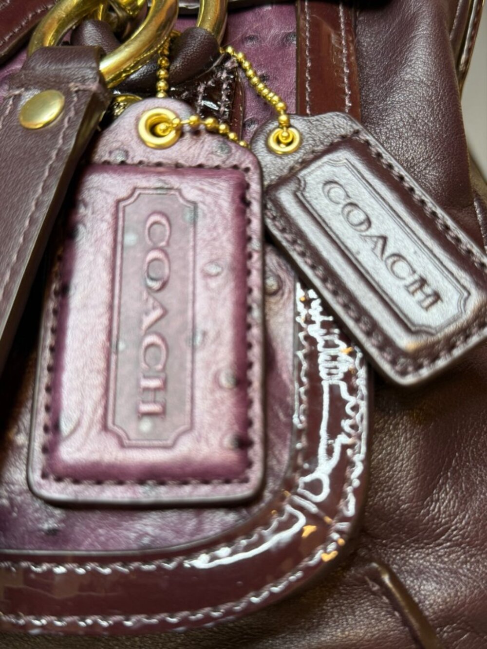 Coach Kristin Ostrich Embossed Leather Spectator Satchel — EUC - Picture 8 of 16